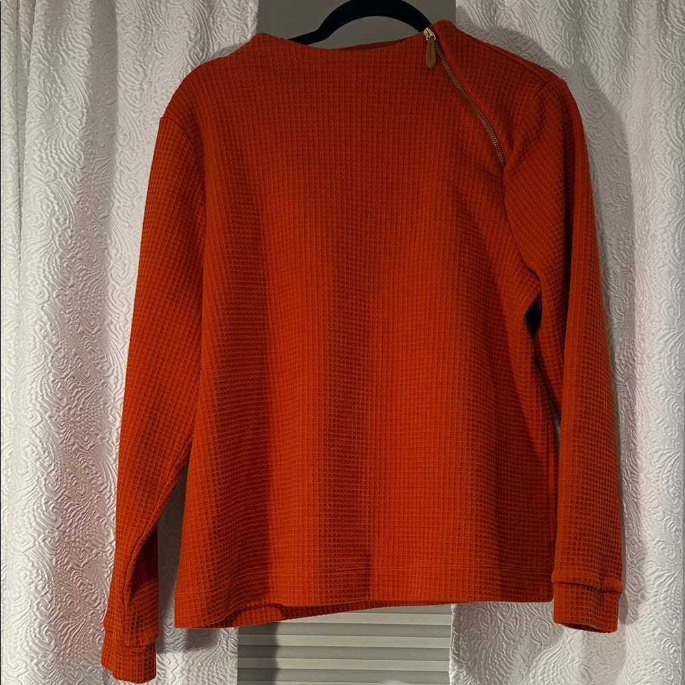 Talbots ZIP DETAIL FUNNEL NECK PULLOVER Orange Size XL